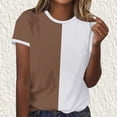 thumbnail image 1 of CHGBMOK Womens Top Summer Casual Color Block Short Sleeve T Shirt Crew Neck Tee Shirt, 1 of 5