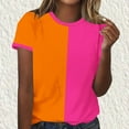 thumbnail image 1 of CHGBMOK Womens Top Summer Casual Color Block Short Sleeve T Shirt Crew Neck Tee Shirt, 1 of 5