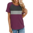 thumbnail image 1 of CHGBMOK Women's T Shirts Short Sleeve Color Block/Solid Tops Casual Summer Tees, 1 of 5