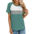thumbnail image 1 of CHGBMOK Women's T Shirts Short Sleeve Color Block/Solid Tops Casual Summer Tees, 1 of 5