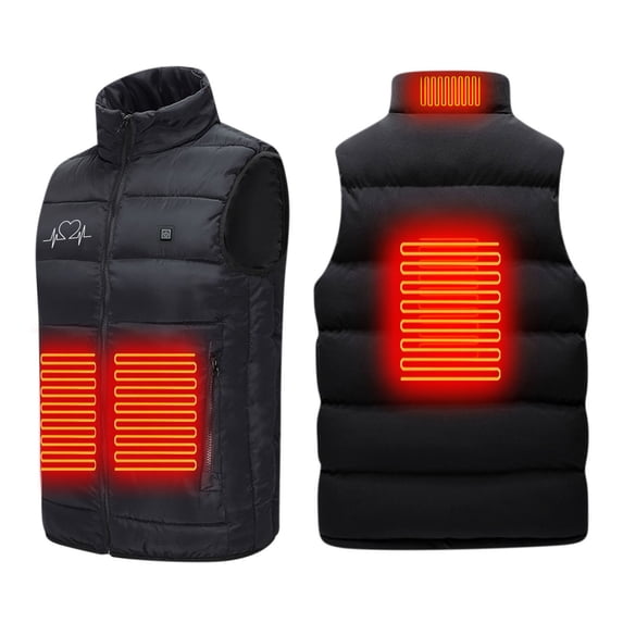 CHGBMOK Unisex Heated Vest Stand Collar Puffer Sleeveless Jacket 3 Heat Levels Heated Gilet for Winter Outdoor Hunting Camping