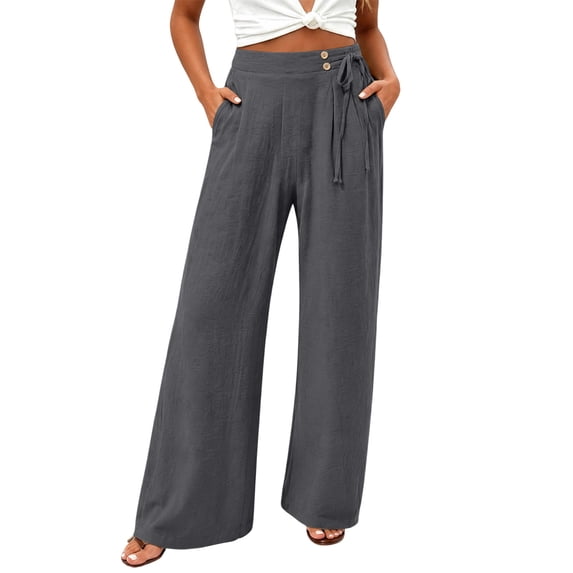 CHGBMOK Wide Leg Pants for Women Dressy High Waisted Flowy Lounge Palazzo Pant Beach Vacation Clothes