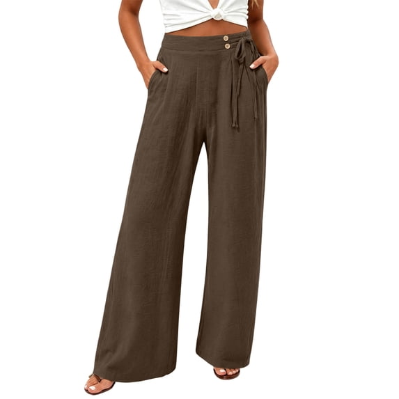 CHGBMOK Wide Leg Pants for Women Dressy High Waisted Flowy Lounge Palazzo Pant Beach Vacation Clothes