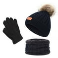 thumbnail image 1 of CHGBMOK Winter Gloves Kids Winter Beanie Hat Warm Knit Thick Ski Cap With PomPom And Scarf Gloves Set For Girls Boys on Clearance, 1 of 3