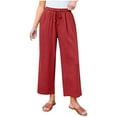 thumbnail image 1 of CHGBMOK Linen Pants for Women High Waisted Wide Leg Capri Elastic Waist Casual Beach Flowy Cropped Summer Capris Pants, 1 of 6