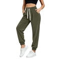 thumbnail image 1 of CHGBMOK Women Corduroy Jogger Pants High Waist Drawstring Elastic Cuff Sweatpants Casual Loose Trousers with Pockets, 1 of 9