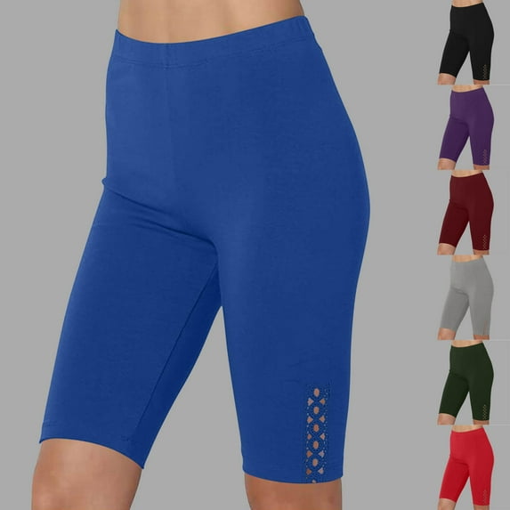 CHGBMOK Women Yoga Pants Biker Shorts High Waisted Tummy Control Active Leggings Solid Soft Basic Workout Pants