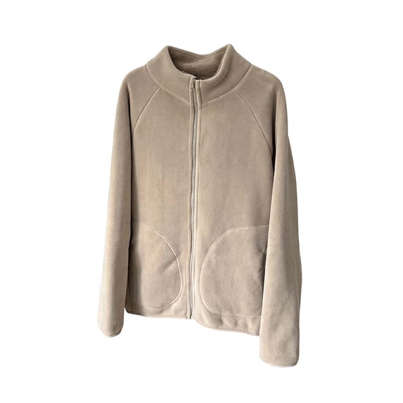 CHGBMOK Women Fleece Jacket Stand Collar Long Sleeve Full Zip Lightweight Coat Casual Loose Fit Outerwear with Pockets