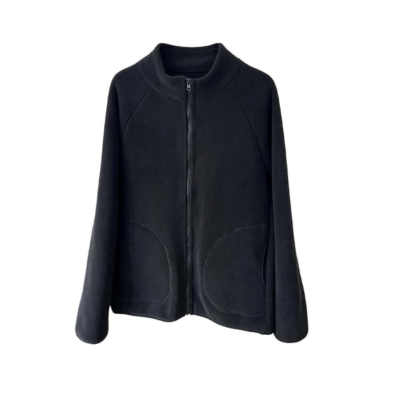 CHGBMOK Women Fleece Jacket Stand Collar Long Sleeve Full Zip Lightweight Coat Casual Loose Fit Outerwear with Pockets