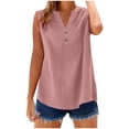 thumbnail image 1 of CHGBMOK Women Linen Tank Top Sleeveless V Neck Tank Spring Summer Button Down T Shirts Solid Loose Casual Tank Shirt, 1 of 7