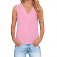thumbnail image 1 of CHGBMOK Women Linen Tank Tops V Neck Ruched Sleeveless Tank Shirt Spring Summer Solid Loose Fit Casual Tops, 1 of 9