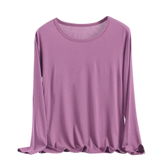 CHGBMOK Women Long Sleeve Shirts Crew Neck Loose Thermal Tunic Tops Casual Solid Base Layer Tees
