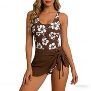 CHGBMOK Women One Piece Swimdress Swimsuits Tummy Control Swim Dresses Side Drawstring Skirt Bathing Suit