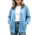 thumbnail image 1 of CHGBMOK Women Open Front Sweatshirt Cardigan Long Sleeve Loose Fit Casual Knit Jacket with Pockets Lightweight Layering Outerwear, 1 of 5