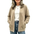 thumbnail image 1 of CHGBMOK Women Open Front Sweatshirt Cardigan Long Sleeve Loose Fit Casual Knit Jacket with Pockets Lightweight Layering Outerwear, 1 of 5