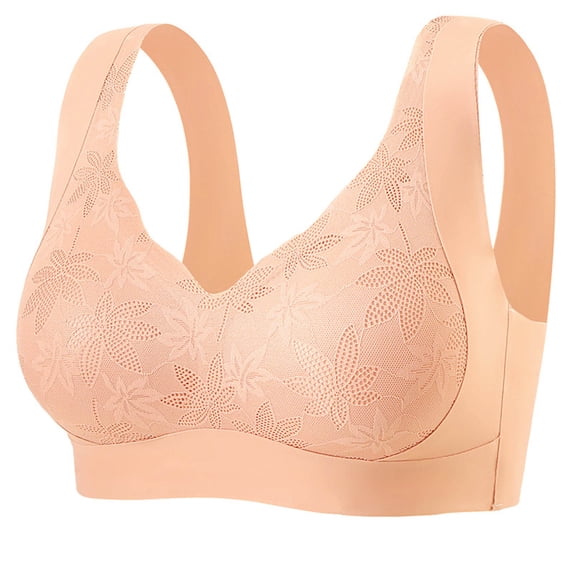 CHGBMOK Women Plus Size Bras Seamless Wireless Push Up Bras Full Coverage Lace Bras Comfortable Breathable