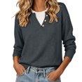 thumbnail image 1 of CHGBMOK Women Plus Size Henley V Neck Sweater Button Long Sleeve Pullover Tops Loose Fit Ribbed Cuff Casual Knitted Blouse, 1 of 8