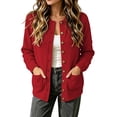 thumbnail image 1 of CHGBMOK Women Plus Size Round Neck Knit Cardigan Sweater Long Sleeve Button Down Casual Open Front Coat with Pockets Lightweight Fall Winter Outerwear, 1 of 8