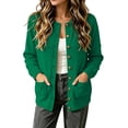 thumbnail image 1 of CHGBMOK Women Plus Size Round Neck Knit Cardigan Sweater Long Sleeve Button Down Casual Open Front Coat with Pockets Lightweight Fall Winter Outerwear, 1 of 9