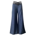 thumbnail image 1 of CHGBMOK Women Plus Size Wide Leg Pants Crisscross Hollow Waistband High Waist Straight Leg Trouser with Pockets Flare Bell Leg, 1 of 5