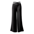 thumbnail image 1 of CHGBMOK Women Plus Size Wide Leg Pants Crisscross Hollow Waistband High Waist Straight Leg Trouser with Pockets Flare Bell Leg, 1 of 5
