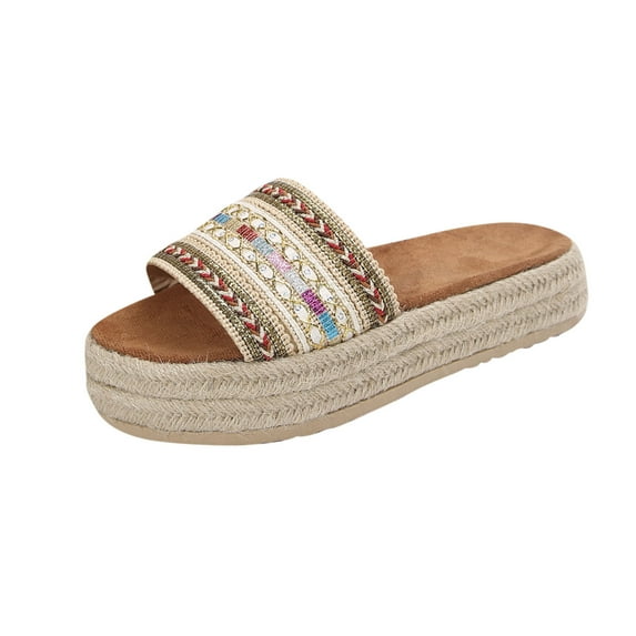 CHGBMOK Women Sandals Embellished Espadrille Slide Sandals Boho Style & Comfortable Sizes 36-42