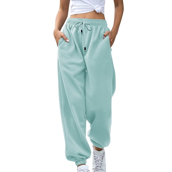 CHGBMOK Women Sweatpants Drawstring Loose Casual Pants with Pockets Solid Bottom Jogger Pants