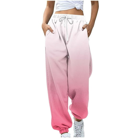 CHGBMOK Women Sweatpants Gradient Loose Casual Pants with Pockets Drawstring Bottom Jogger Pants