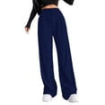 thumbnail image 1 of CHGBMOK Women Sweatpants Solid Ribbed Casual Pants High Waisted Drawstring Cozy Loose Wide Leg Jogger Pants, 1 of 7