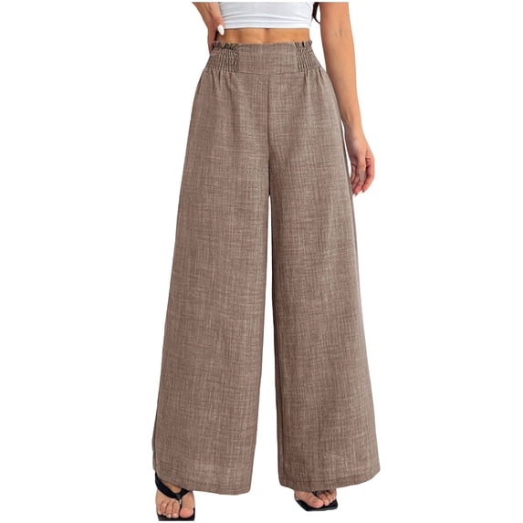 CHGBMOK Women Wide Leg Suit Pants Elastic High Waised Dress Trousers Solid Loose Shift Long Pants Business Commuting Outfits