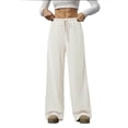 thumbnail image 1 of CHGBMOK Women Wide Leg Trousers Flowy Drape Ribbed Shift Pants Drawstring Low Rise Casual Long Pants Loose Cozy Spring Summer, 1 of 8