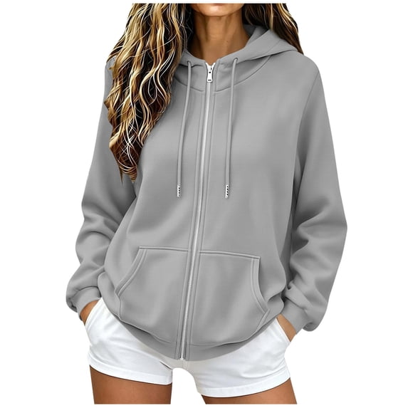 CHGBMOK Women's Fall Hoodie Jackets Long Sleeve Zip Up Track Jackets Comfy Fleece Lined Sweatshirts with Pockets