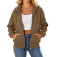 thumbnail image 1 of CHGBMOK Women's Fall Hoodies Raglan Sleeve Fleece Sweatshirt Long Sleeve Zip Front Casual Jacket with Pockets, 1 of 9