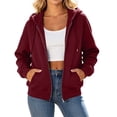 thumbnail image 1 of CHGBMOK Women's Fall Hoodies Raglan Sleeve Fleece Sweatshirt Long Sleeve Zip Front Casual Jacket with Pockets, 1 of 9
