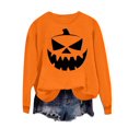 thumbnail image 1 of CHGBMOK Women's Halloween Crew Neck Sweatshirt Loose Long Sleeve Pullover with Jack-O-Lantern Pumpkin Graphic Fall Casual Tops, 1 of 5