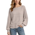 thumbnail image 1 of CHGBMOK Women's Long Sleeve Knit Sweaters Crew Neck Tunic Tops Fall Casual Pullover Balloon Sleeve Blouses, 1 of 8