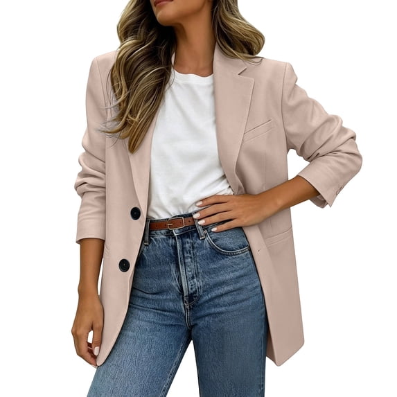 CHGBMOK Women's Oversized Blazer Casual Lapel Long Sleeve Suit Jacket Open Front Business Loose Coat