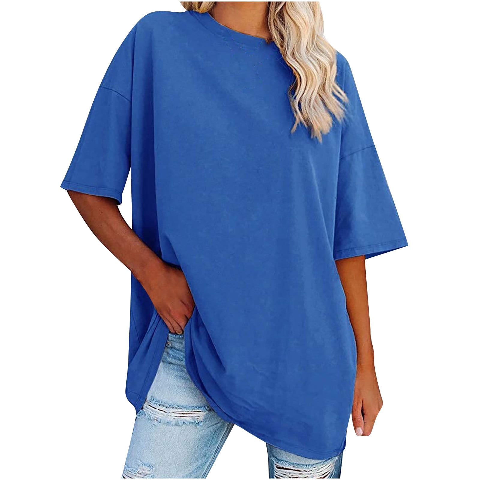 CHGBMOK Women's Oversized T Shirts Crew Neck Tees Half Sleeve Comfy — free download