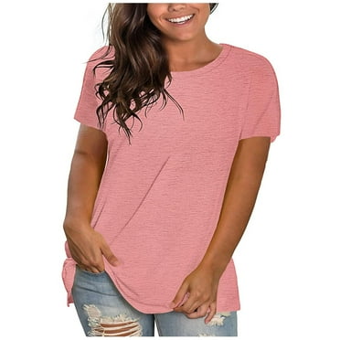 CHGBMOK Women's Oversized T Shirts Short Sleeve O Neck Tees Plus Size Tunic Tops