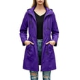 thumbnail image 1 of CHGBMOK Women's Plus Size Long Rain Jacket Zip Up Adjustable Waist Hooded Jackets Waterproof Windbreaker Coat with Pockets, 1 of 5