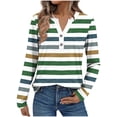 thumbnail image 1 of CHGBMOK Women's Plus Size Long Sleeve Tops V Neck Loose Fit T Shirts with Button Dressy Plaid Polka Dot Graphic Blouse, 1 of 5