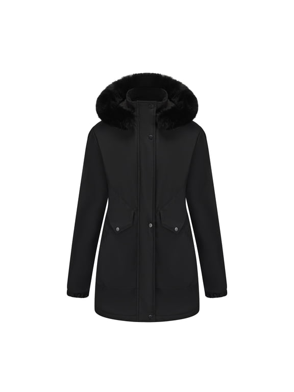 Women's Plus Size Parka Jacket Quilted Lined Mid Length Hooded Coat Elastic Cuffs Windproof Warm Snow Outerwear