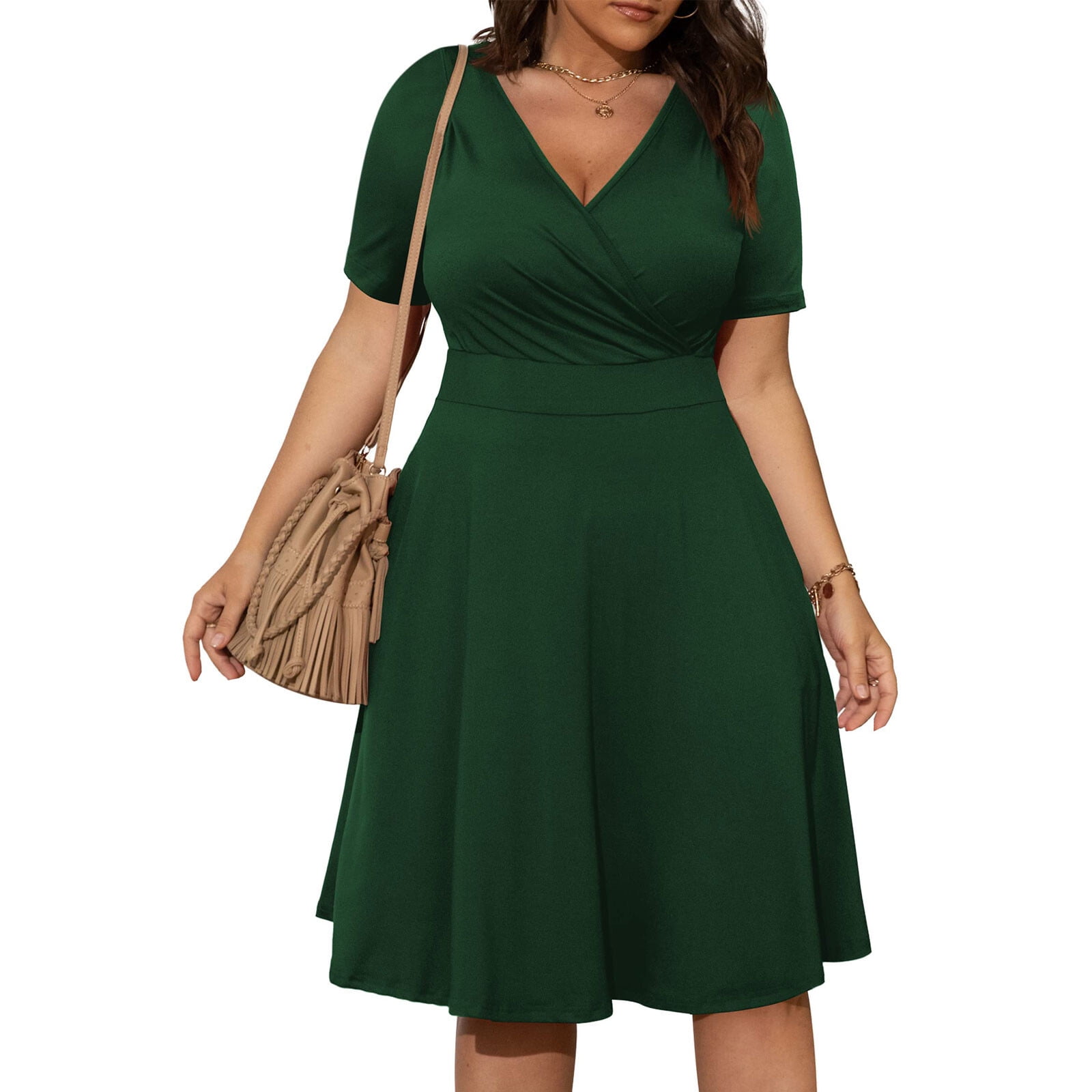 sachin and babi light blue dress CHGBMOK Womens Plus Size Dresses Short Sleeve Wrap V-Neck Sundress Casual  Summer Wedding Guest Cocktail Dress Black