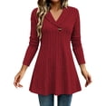 thumbnail image 1 of CHGBMOK Women's Plus Size Sweaters Fall Long Sleeve Ribbed Knit Tunic Tops Lightweight V Neck Pullover Shirts, 1 of 9