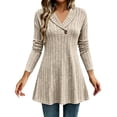 thumbnail image 1 of CHGBMOK Women's Plus Size Sweaters Fall Long Sleeve Ribbed Knit Tunic Tops Lightweight V Neck Pullover Shirts, 1 of 9