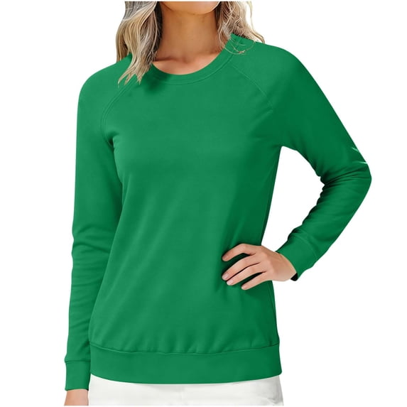 CHGBMOK Women's Plus Size Sweatshirt Long Sleeve Crew Neck Pullover Tops Solid Color Lightweight Casual Sweatshirts Fall Winter Clothes