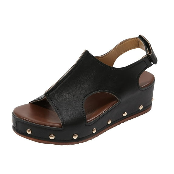 CHGBMOK Women's Sandals Casual Round Head Comfy Sandals Beach Casual Shoes Sizes 36-43