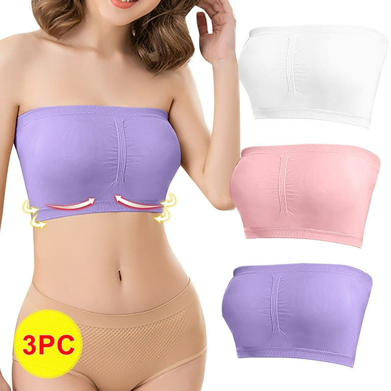 Women's Stretch Strapless Bra comfort Wireless Bra plus Size Strapless Bra  summer Bandeau Bra (Excluding chest pads)