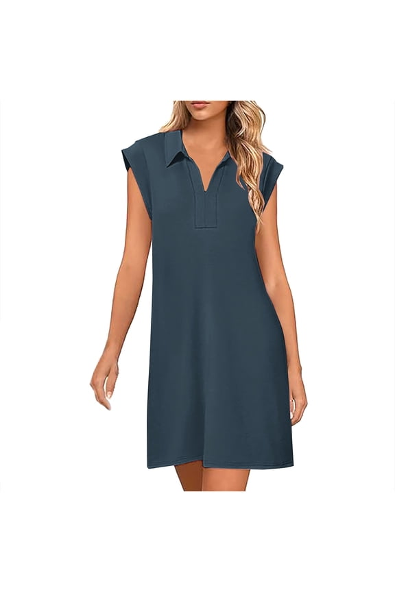 CHGBMOK Women's Summer Casual Dress Short Sleeve Flowy Beach Dresses S-2XL