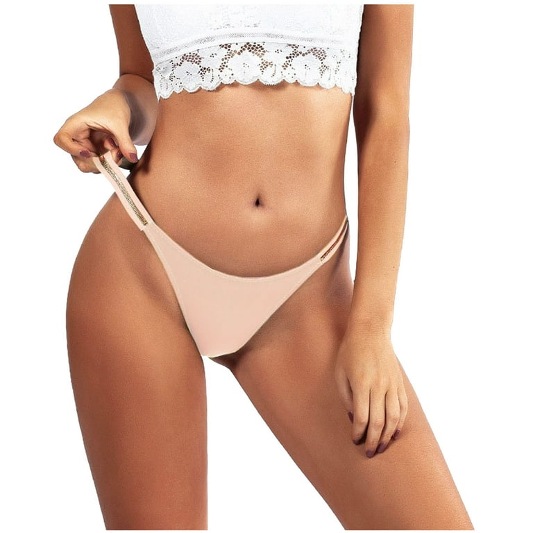 CHGBMOK Women's Underwear Sexy Ice Silk Traceless Transparent Low Waist  G-String Panties